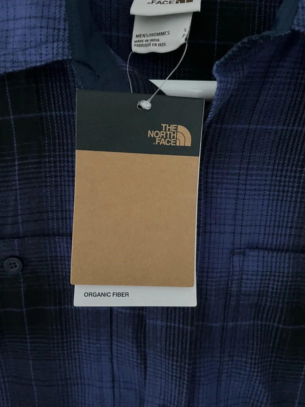 The North Face Men's Navy and Black Plaid Button-Down Shirt